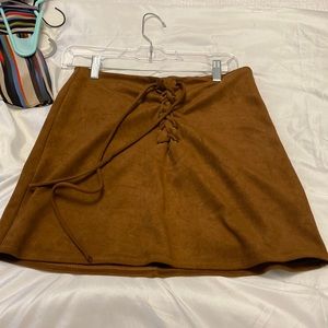 Suede Brown Mini Skirt - size M